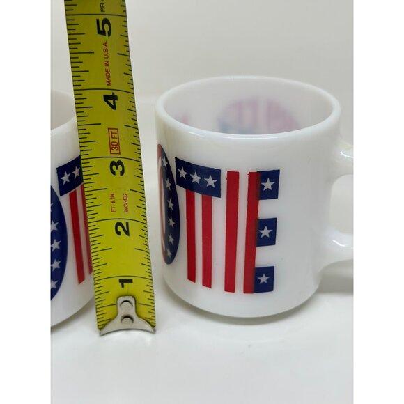 VTG Milk Glass Mugs With Patriotic "Vote" & "Try It Youll Like It" Graphics - Picture 7 of 7